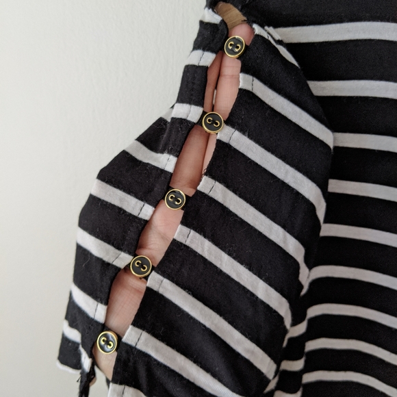 Striped Tee with Button Detail - Picture 3 of 4